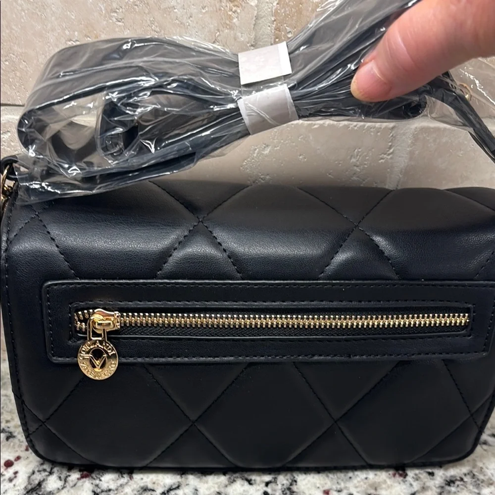 Valentino Orlandi Black Vegan Leather Quilted‎ Bag